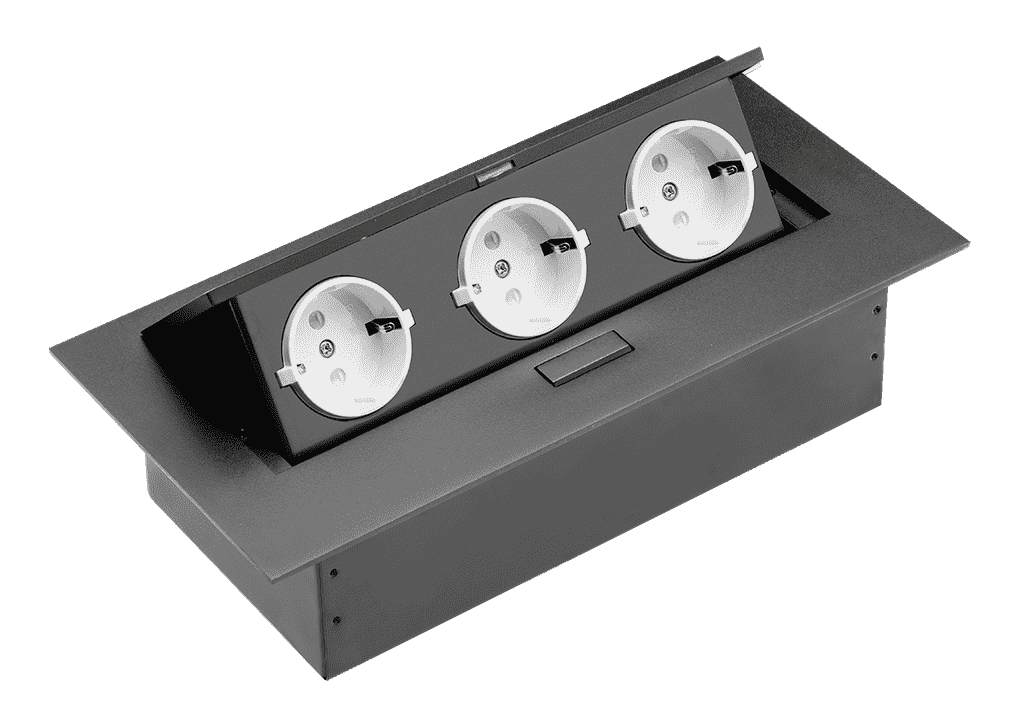 Встраиваемая розетка AE-PB03GS (горизонтальная, на 3 розетки)