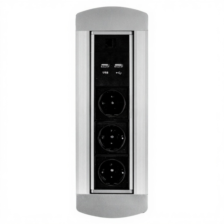 Врезной блок розеток FLIP (3 EURO, 2 USB, RJ45)