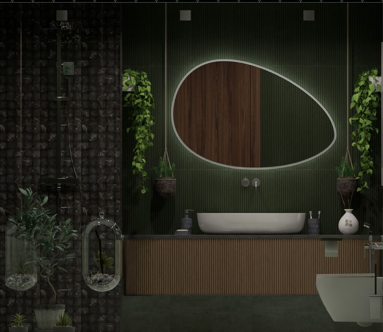 Yaşıl Bitki Hamam Dizaynı - 2,4 x 2,8 (m)