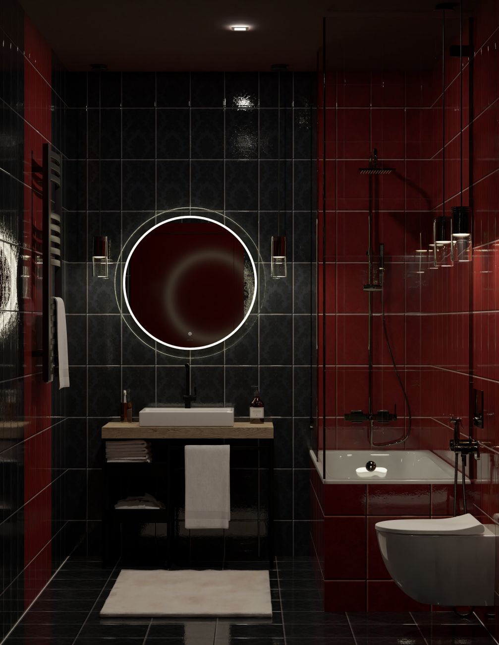 Qırmızı və Qara Hamam Dizaynı - 2,1 x 2,5 (m)