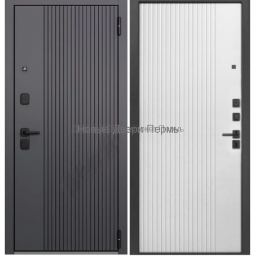 Дверь металлическая TRUST MASS PP Антрацит букле Графит софт/Белый софт