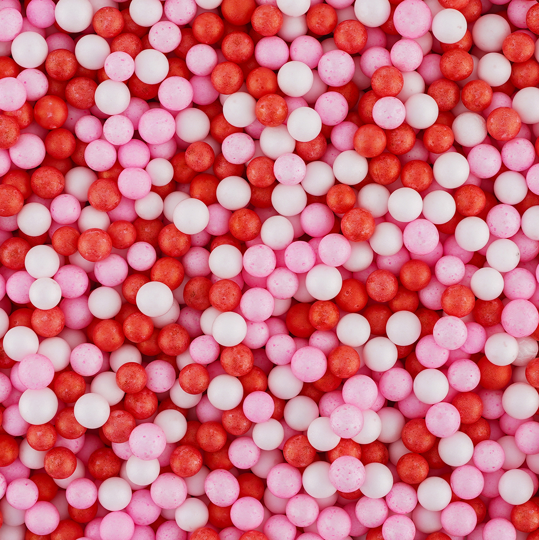 Красно-розовые крупные пенопластовые шарики