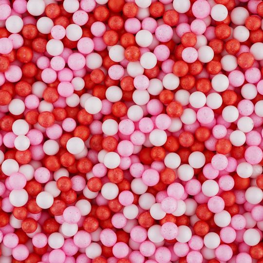 Красно-розовые крупные пенопластовые шарики