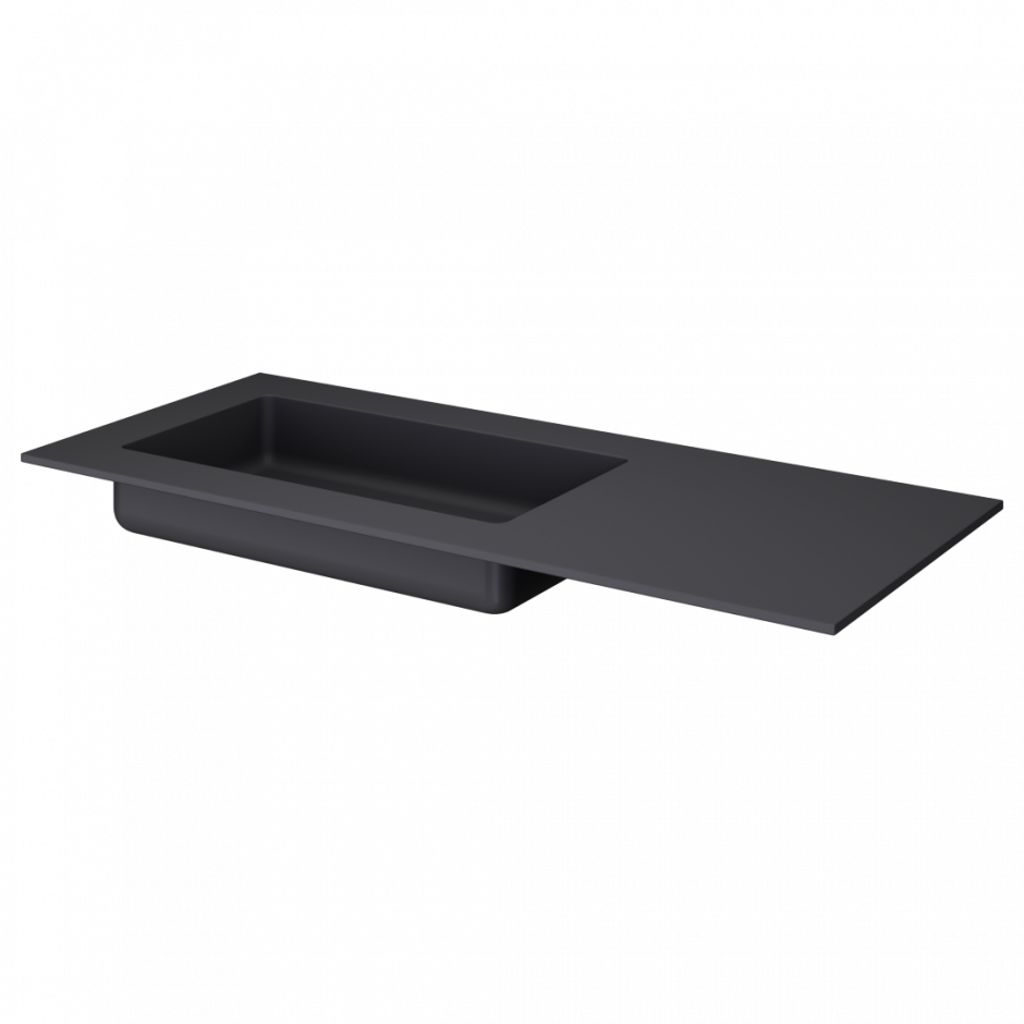 Черная раковина-моноблок Armadi Art Quatro 793-120-A-L 121х52 см, чаша слева