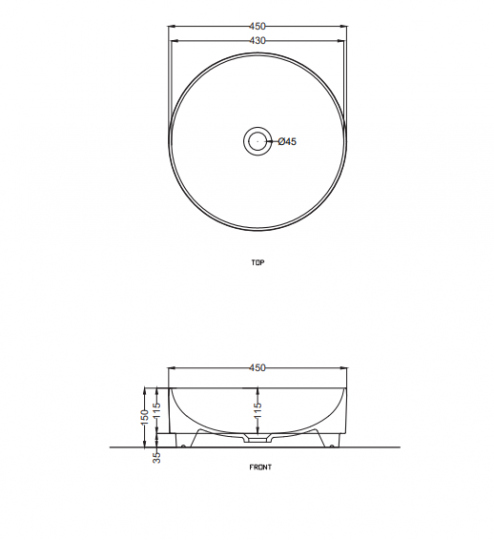 Накладная раковина Cielo Mare MRLAT круглая, диаметр 45 см схема 2