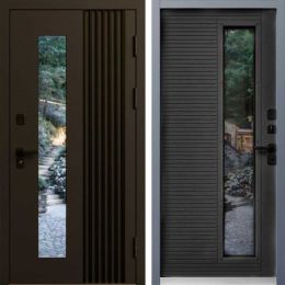 Входная дверь Termo-door Фортис Муар коричневый 8019 - Бетон темный с терморазрывом и стеклопакетом