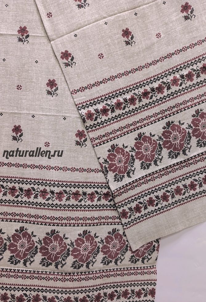Рушник из 100 % хлопка (красный узор)