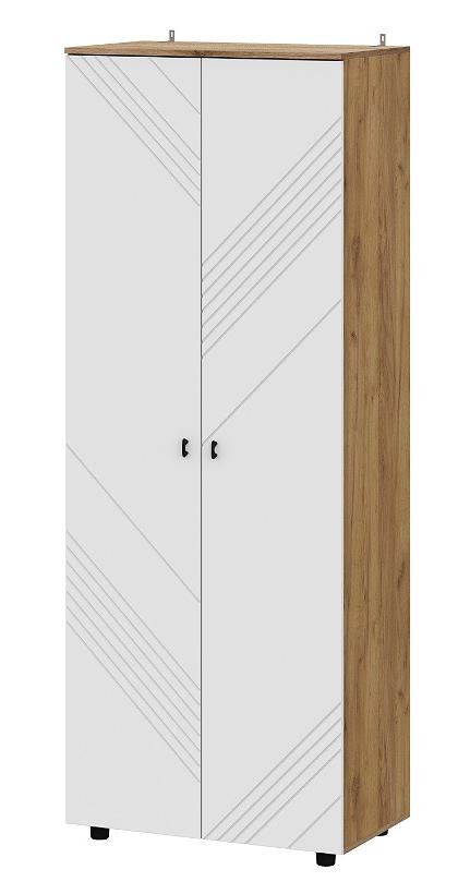 "Байкал" Шкаф двухстворчатый (комбинированный) (SAFE) Дуб Золотой/Белый матовый