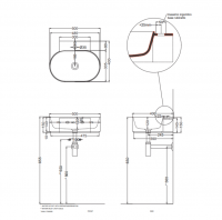 Раковина подвесная Cielo Mare MRLS50/MRLS50SF 50х40х15 см схема 2