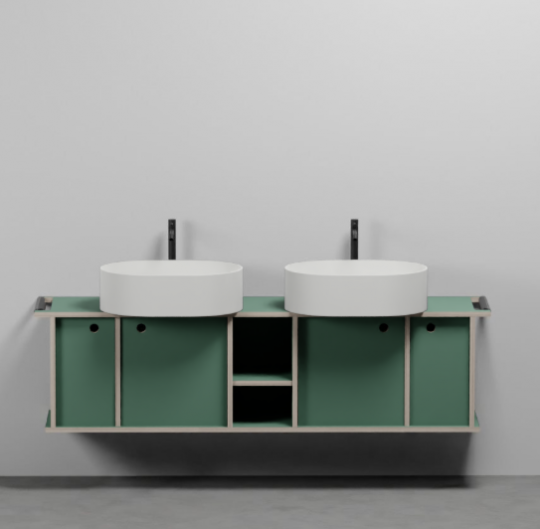 Тумба подвесная/напольная Cielo Theo 175 из материала Fenix, с 4 ящиками и открытой полкой THMF175A4/THMF175A4SF 175х63х38 см схема 7