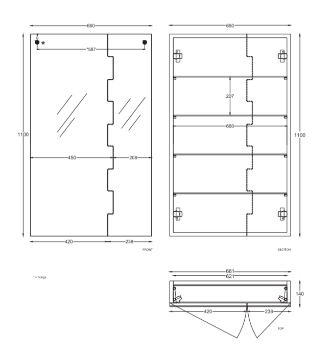Зеркальный шкаф Cielo Arcadia SPZIPGSXC/SPZIPGDXC 110х66х14 см ФОТО