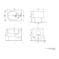 Биде напольное Cielo Otis OTBI с 1 отверстием под смеситель схема 2