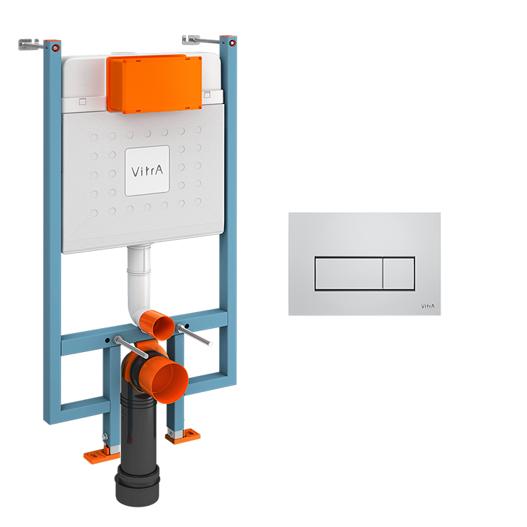 Инсталляция для унитаза VitrA V-Fix Core, кнопка глянцевой хром 800-1875