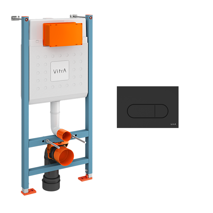 Инсталляция для унитаза VitrA V-Fix Core, кнопка матовой черной 800-1874