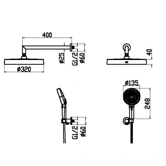 Хромированный душевой комплект Boheme Cell 427-CR схема 2 Хромированный душевой комплект Boheme Cell 427-CR схема 2