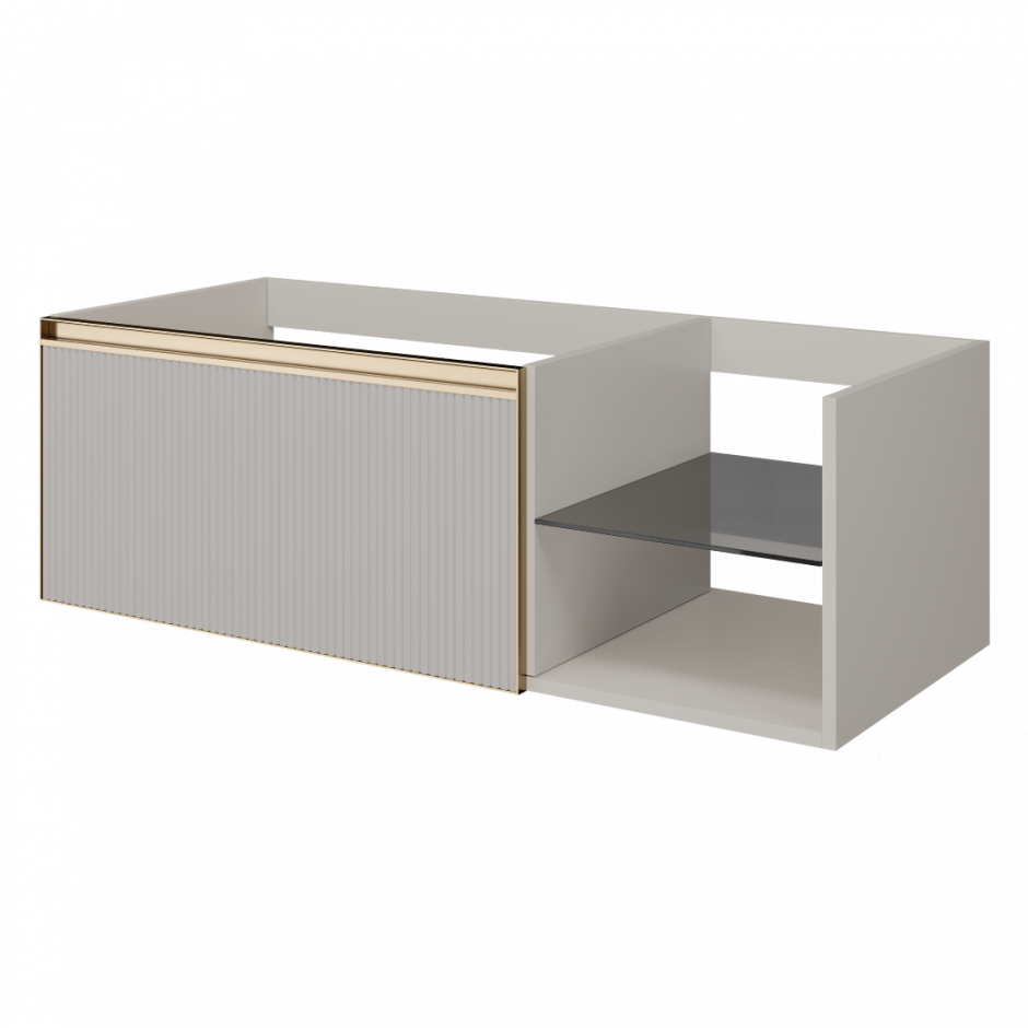 Рифленая тумба Armadi Art Quatro 790-M6-120, стеклянная полка справа, два блока (80+40)