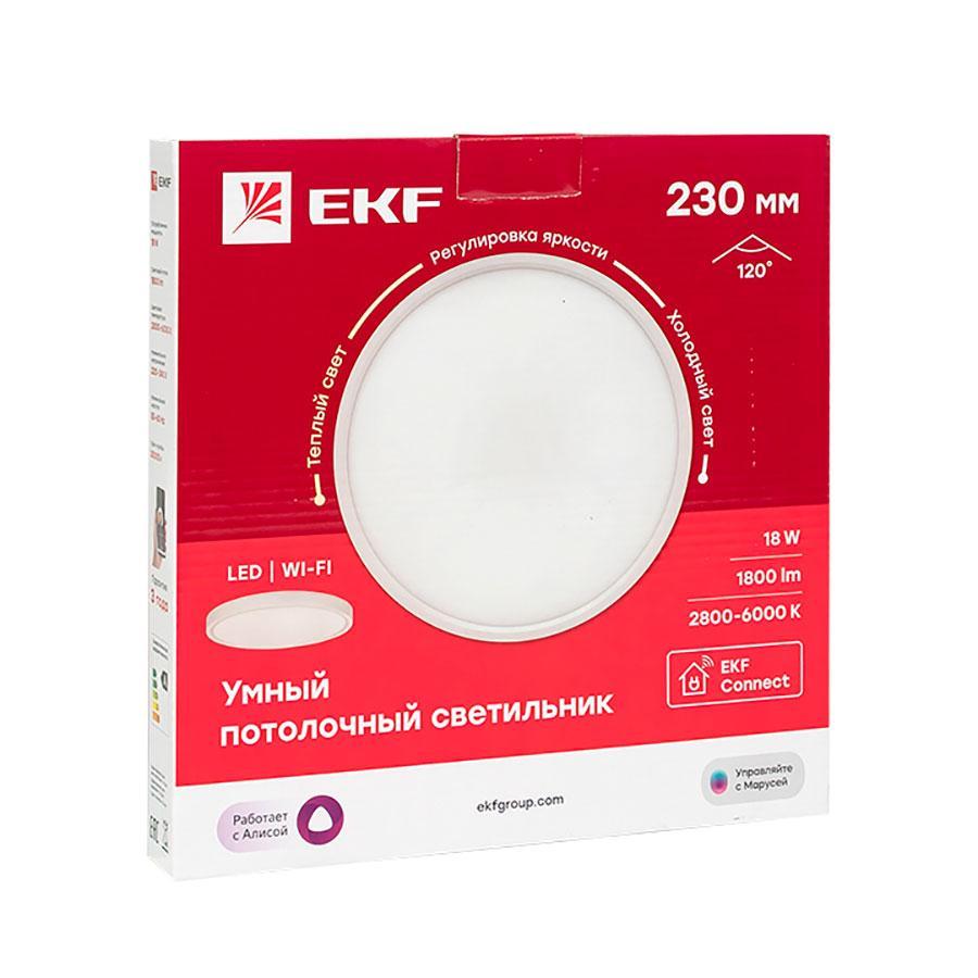 Умный потолочный светильник 230 мм 18W EKF Connect sclwf-230-cct
