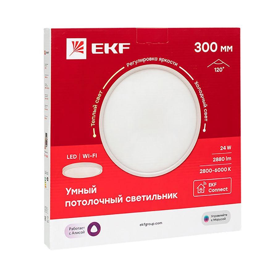 Умный потолочный светильник 300 мм 24W EKF Connect sclwf-300-cct