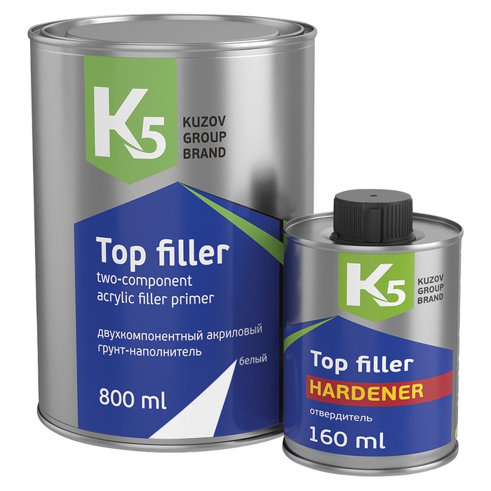 K5 Top Filler White Грунт 2К акриловый, с отвердителем белый, 5:1 (800+160 мл)