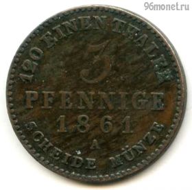 Германия Ангальт-Бернбург 3 пфеннига 1861 A