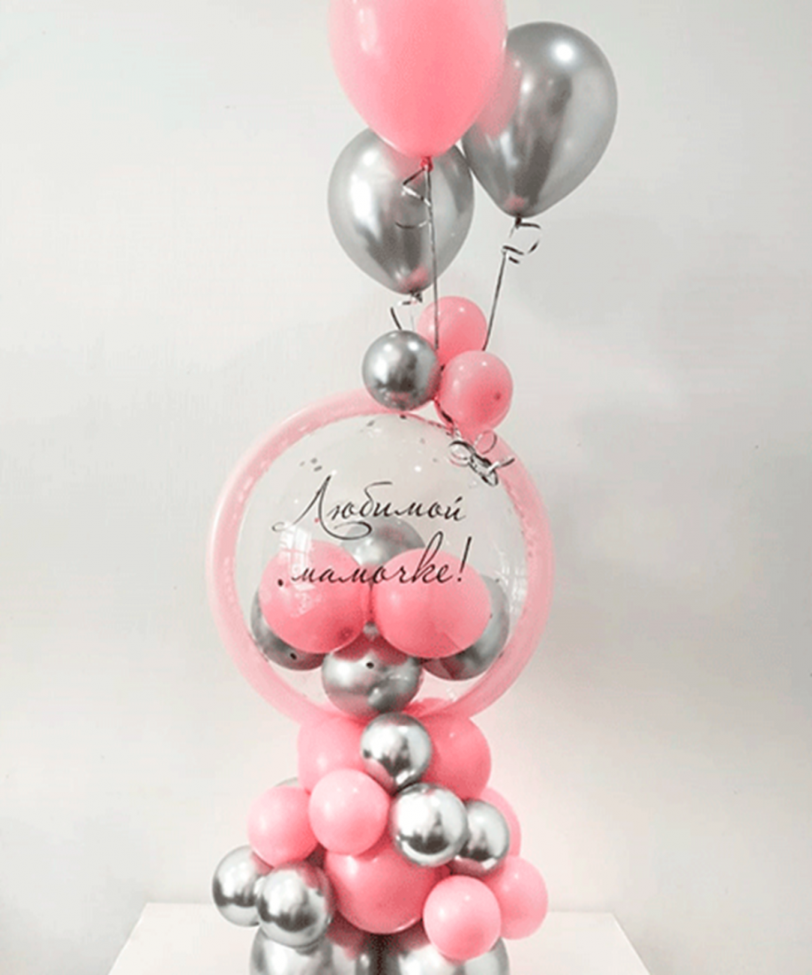 Настольная композиция Любимой мамочке из шаров с гелием и воздухом