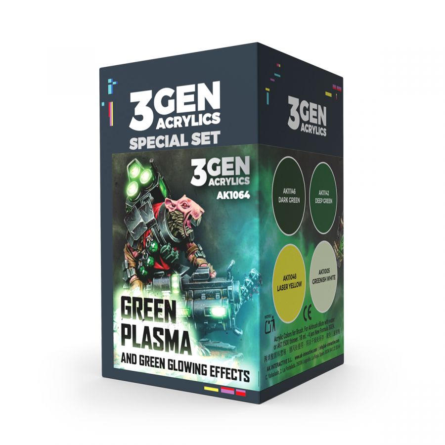 Набор красок AK Interactive Wargame Color: Green Plasma and Glowing Effects