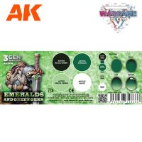 Набор красок AK Interactive Wargame Color: Emeralds and Green Gems