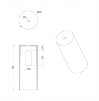 Напольная раковина Sole Corian 40x13 см, деревянное основание схема 3 Напольная раковина Sole Corian 40x13 см, деревянное основание схема 3
