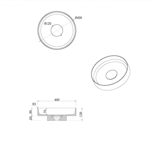 Напольная раковина Sole Corian 40x13 см, деревянное основание схема 4 Напольная раковина Sole Corian 40x13 см, деревянное основание схема 4