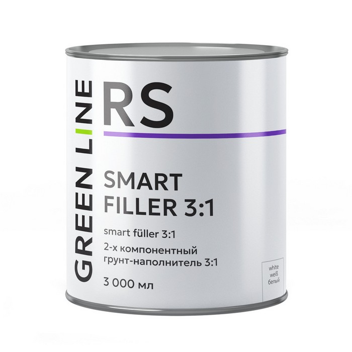 Green Line SMART FILLER 3:1 Двухкомпонентный грунт-наполнитель, белый, объем 3л.