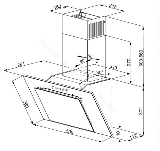 Вытяжка Weissgauff Sigma 60 PB BL чёрный