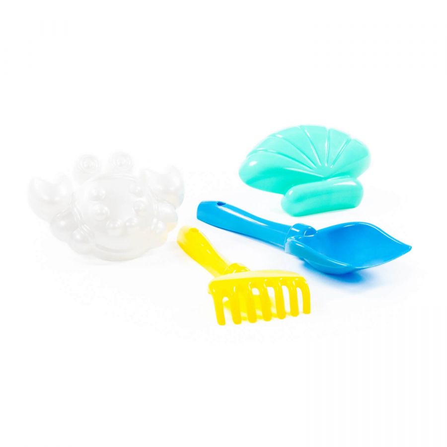 Набор №560: лопатка №5, грабельки №5, формочки (краб №2 + ракушка №2)