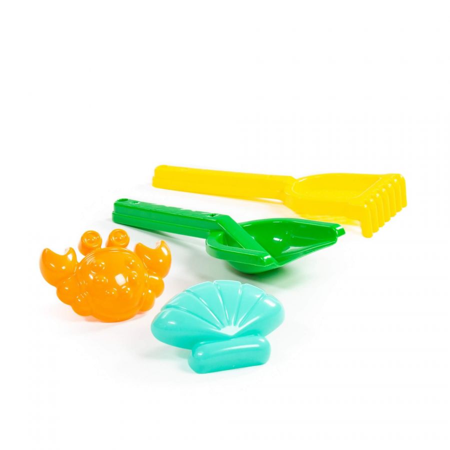 Набор №567: лопатка №30, грабельки №30, формочки (краб №2 + ракушка №2)