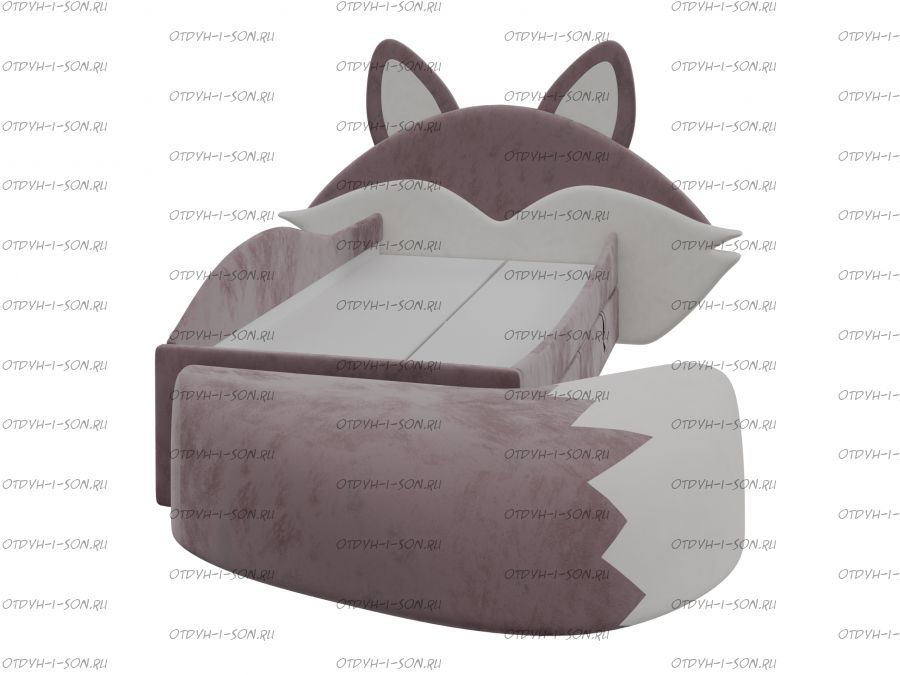 Кровать Фокси с 2 ящиками в мягкой обивке Лиса с хвостом