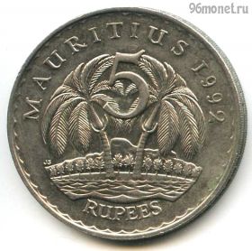 Маврикий 5 рупий 1992 немагнит