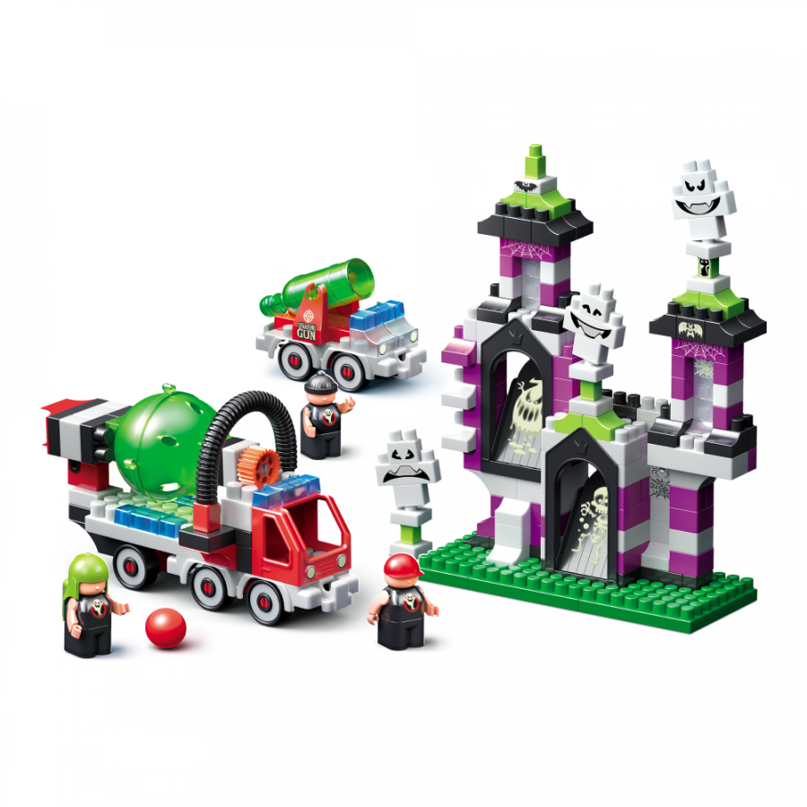 Набор большой дом с привидениями, пушкой, машиной, 3-мя охотниками "Monster blocks"