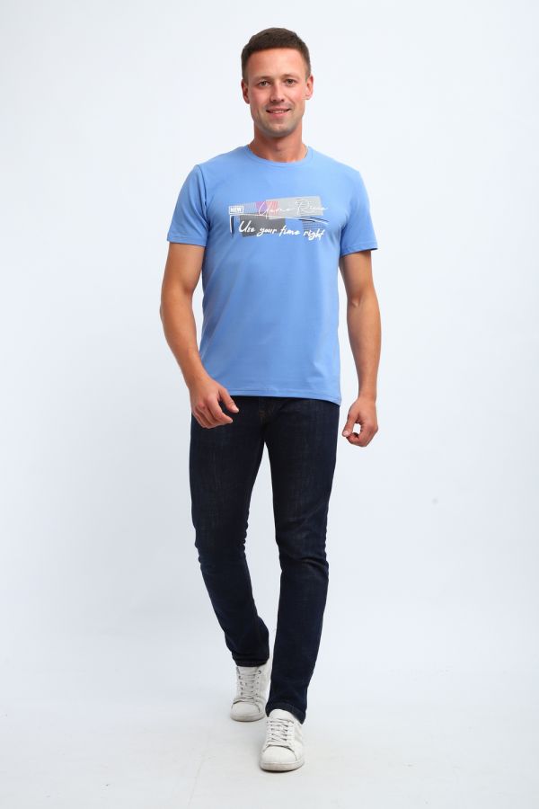 Футболка мужская 058 [голубой]