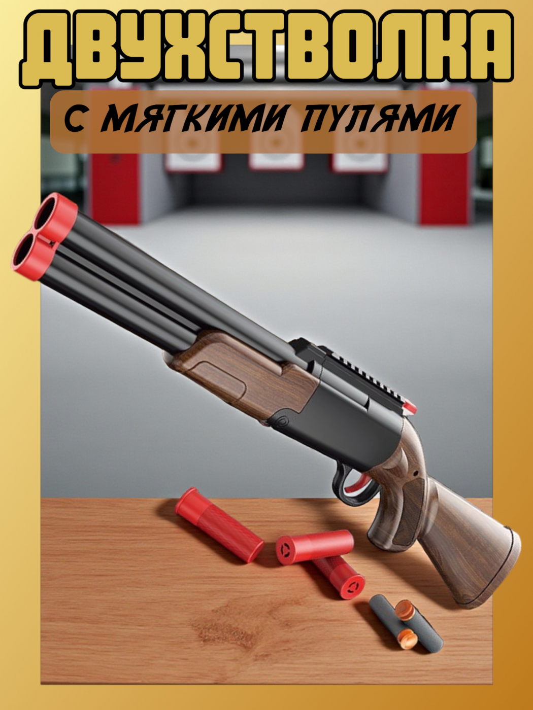 Оружие игрушечное двухстволка с мягкими пулями 9944