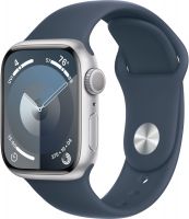 Apple Watch Series 9 45 мм Aluminium Case GPS, Silver/Storm Blue Sport Band S/M