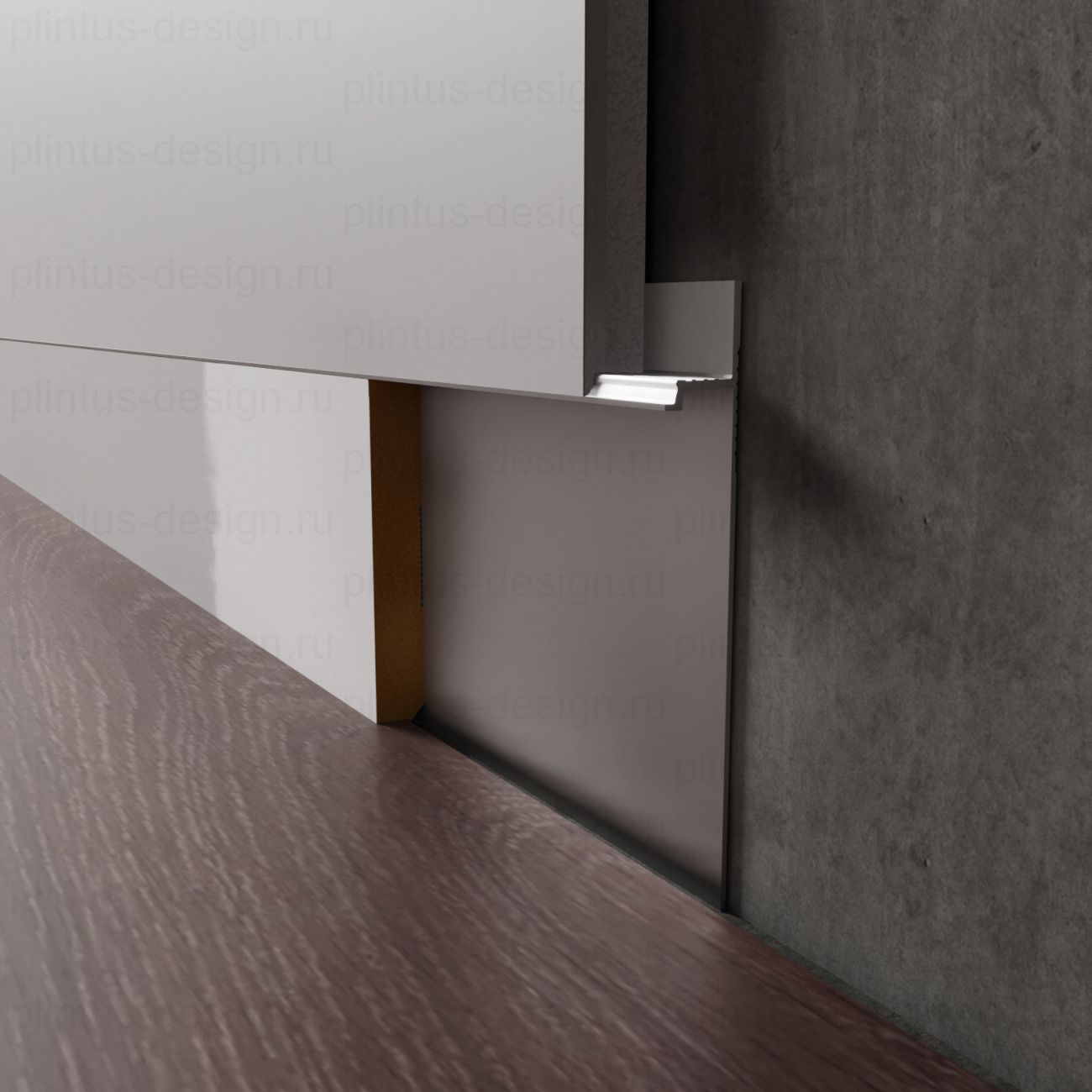 Скрытый плинтус Luxury Wood Decor анодированный 80 мм