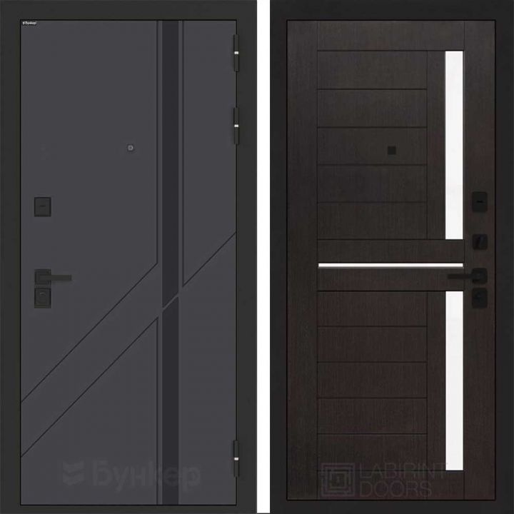 Входная дверь Бункер BN-12 - 02 Венге, стекло белое