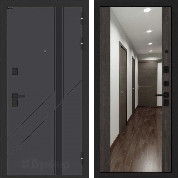 Входная дверь Бункер BN-12 - Зеркало максимум Венге