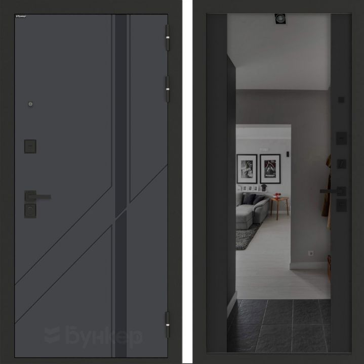 Входная дверь Бункер BN-12 - Зеркало максимум с тонировкой Черный кварц