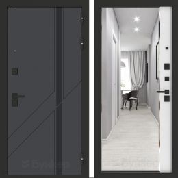 Входная дверь Бункер BN-12 - Зеркало панорама фацет Белый софт