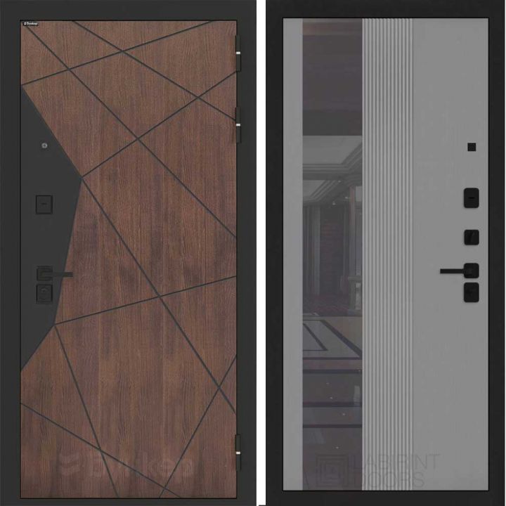 Входная дверь Бункер BN-14 - 32 Зеркало тонировка Серый софт рельеф