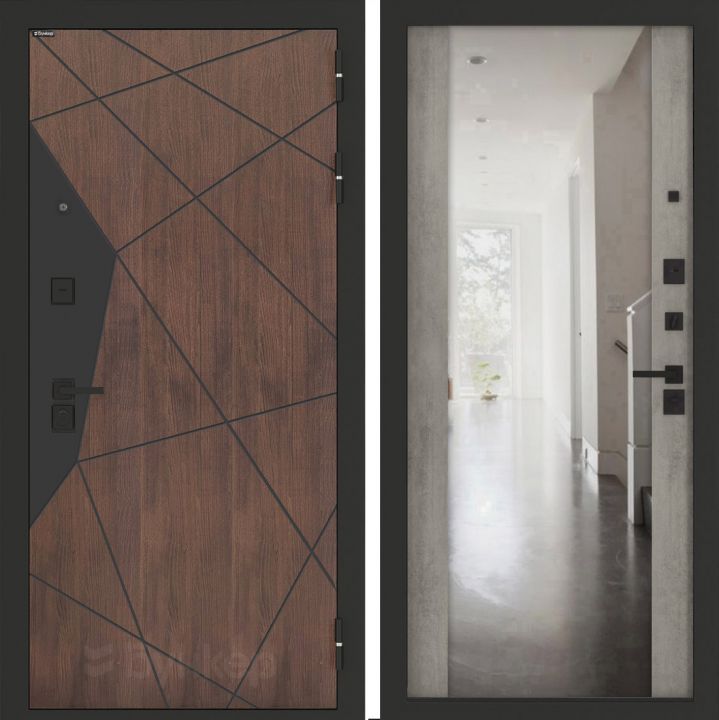 Входная дверь Бункер BN-14 - Зеркало максимум 
Бетон светлый