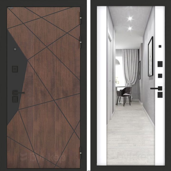 Входная дверь Бункер BN-14 - Зеркало максимум Белый софт