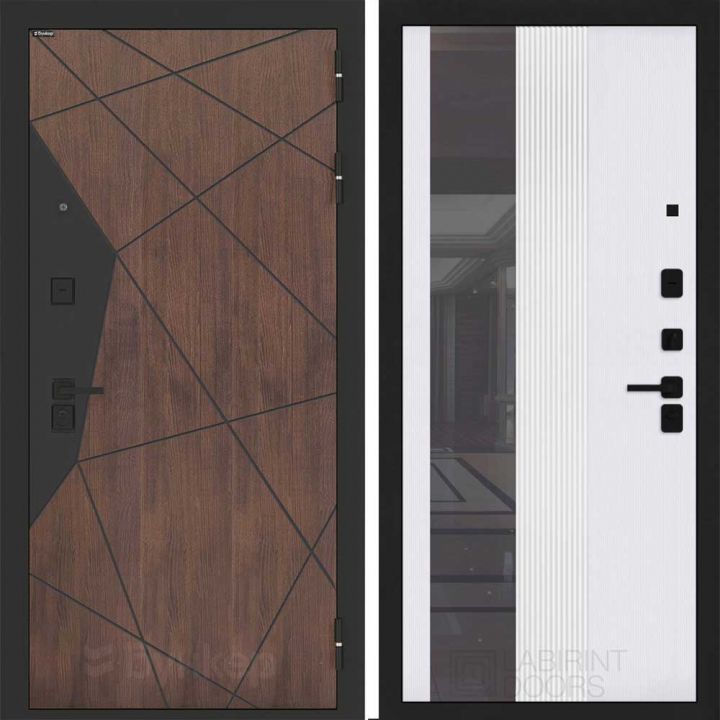 Входная дверь Бункер BN-14 - 32 Зеркало тонировка Белый софт рельеф