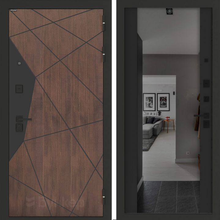 Входная дверь Бункер BN-14 - Зеркало максимум с тонировкой Черный кварц