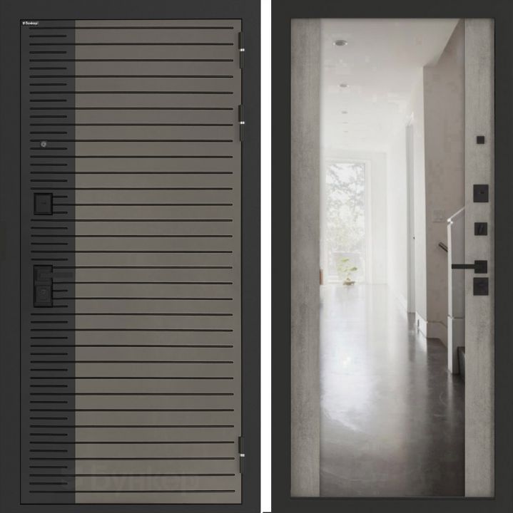 Входная дверь Бункер BN-15 - Зеркало максимум 
Бетон светлый